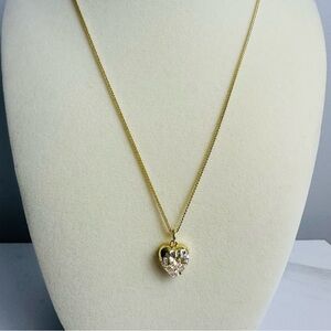 ✨ 18” Gold-Plated Sterling Silver Franco Chain Necklace with CZ Heart Pendant ✨